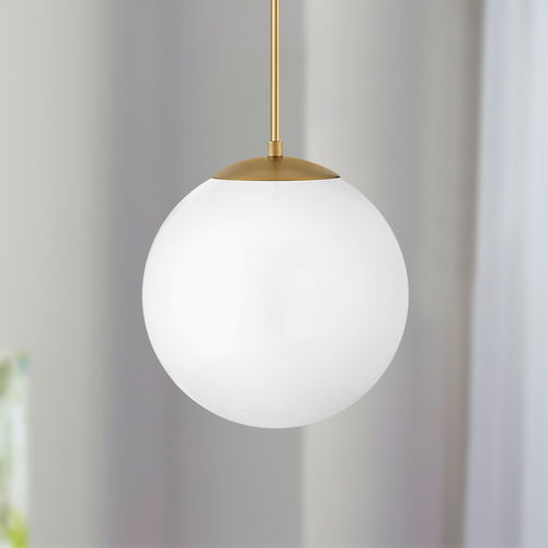 Hinkley Warby 13.5-Inch Orb Pendant in Heritage Brass with Cased Opal Glass 3744HB-WH