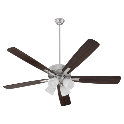 Ovation Satin Nickel LED Ceiling Fan with Light by Quorum Lighting