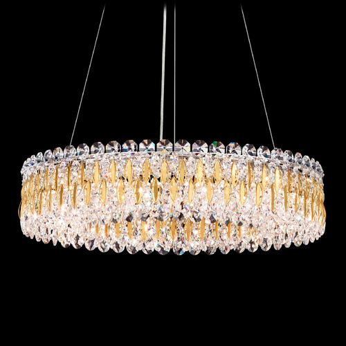 Schonbek Worldwide Lighting Sarella Heirloom Gold Pendant Light with Drum Shade