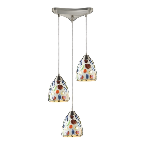 Elk Lighting Modern Multi-Light Pendant Light with Multi-Color Glass and 3-Lights 542-3