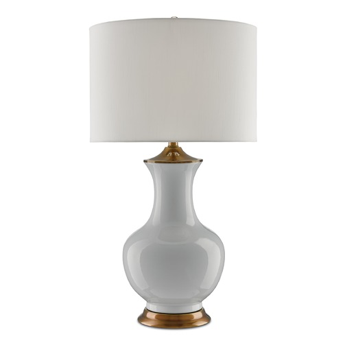 Currey and Company Lilou White/antique Brass Table Lamp with Drum Shade