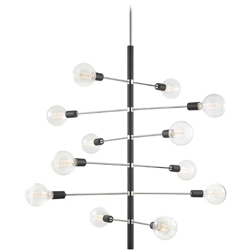 Mitzi by Hudson Valley Astrid Chandelier in Polished Nickel & Black by Mitzi by Hudson Valley H178812-PN/BK