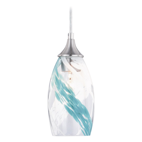 Vaxcel Lighting Milano Satin Nickel Mini-Pendant Light with Oblong Shade