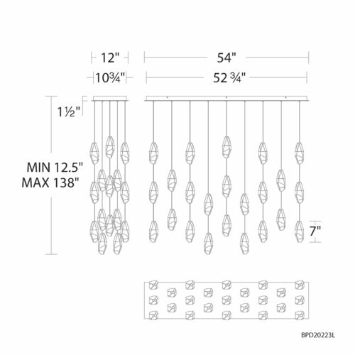 Schonbek Beyond Schonbek Beyond Martini Black LED Multi-Light Pendant BPD20223LOH-BK