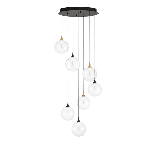 Lissa 7-Light LED Multi-Light Pendant in Gold & Black by Eurofase