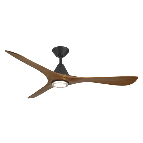 Modern Forms by WAC Lighting Modern Forms Carve Matte Black & Distressed Koa LED Ceiling Fan with Light FR-D2504-60L-MB/DK