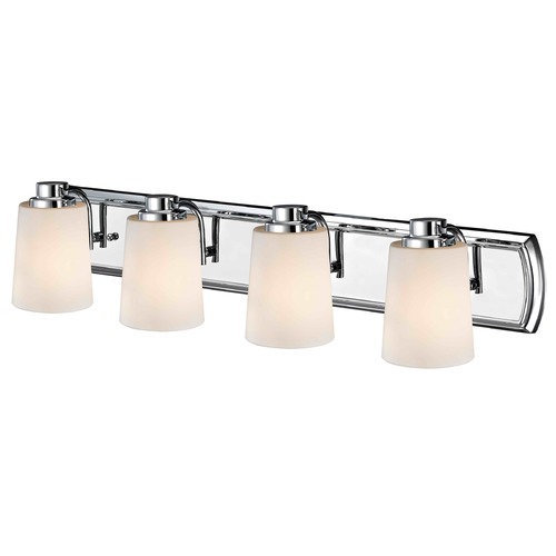 Design Classics Lighting 4-Light Bath Vanity Light in Chrome with White Glass 1204-26 GL1027