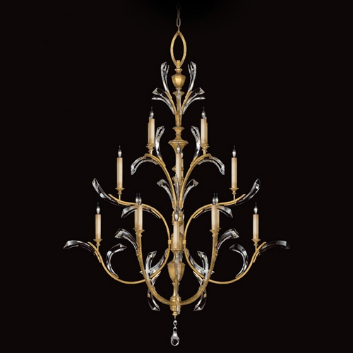 Fine Art Lamps Beveled Arcs Gold Leaf Crystal Chandelier