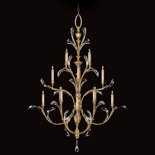 Fine Art Lamps Fine Art Lamps Beveled Arcs Gold Leaf Crystal Chandelier 767240ST