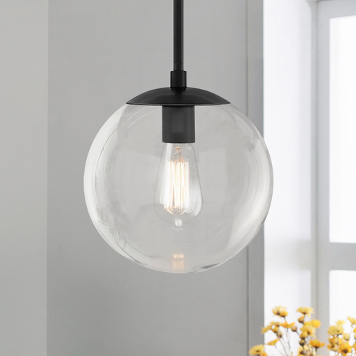 Hinkley Warby 9.5-Inch Orb Pendant in Black with Clear Glass 3747BK