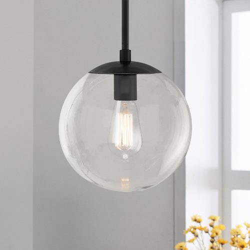 Hinkley Warby 9.5-Inch Orb Pendant in Black with Clear Glass by Hinkley Lighting 3747BK