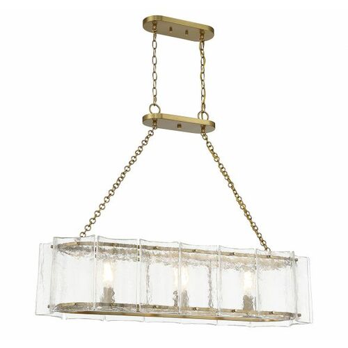 Genry 3-Light Linear Chandelier in Warm Brass by Savoy House