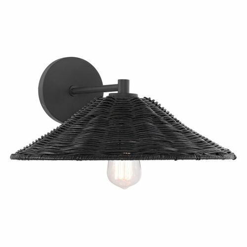 15-Inch Rattan Wall Sconce in Matte Black by Meridian