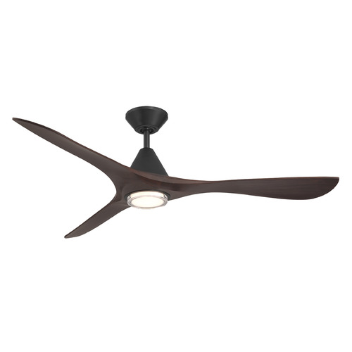 Modern Forms Carve Matte Black & Dark Walnut LED Ceiling Fan with Light