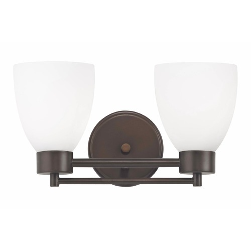 Design Classics Lighting Modern Bathroom Light with White Glass in Bronze Finish 702-220 GL1028MB