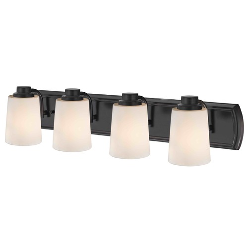 Design Classics Lighting 4-Light Vanity Light in Bronze with White Glass 1204-36 GL1027