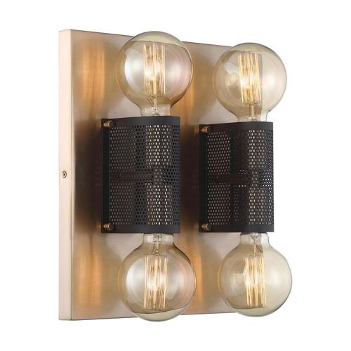 Passage Copper Brushed Brass & Black Sconce by Nuvo Lighting