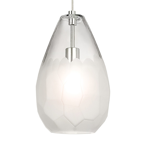 Briolette Grande LED Pendant in Nickel & Frost by Visual Comfort Modern