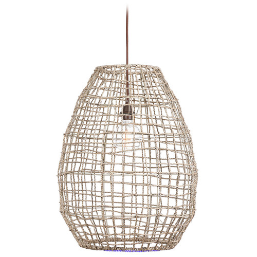 Uttermost Lighting The Uttermost Company Cross Natural Woven Seagrass Pendant Light with Oval Shade 21535
