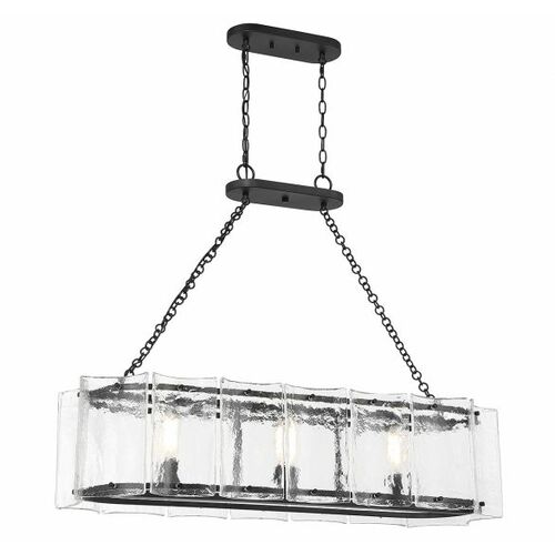 Genry 3-Light Linear Chandelier in Matte Black by Savoy House