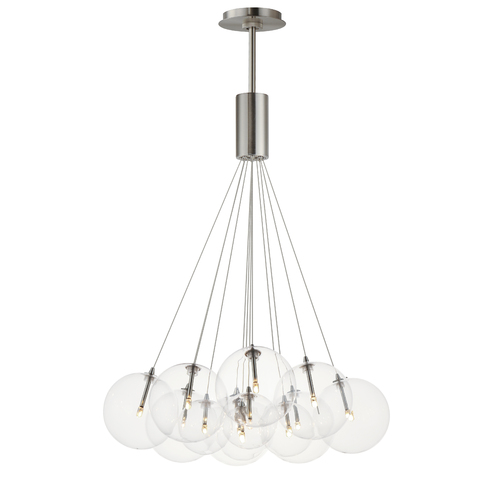 Burst 12-Light LED Cluster Pendant in Satin Nickel by ET2 Lighting