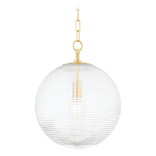 Mitzi by Hudson Valley Mitzi Lola Large Aged Brass Clear Glass Pendant H815701L-AGB