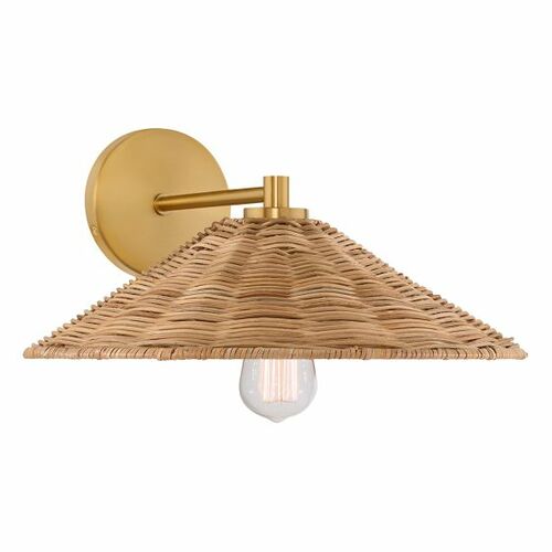 15-Inch Rattan Wall Sconce in Natural Brass by Meridian