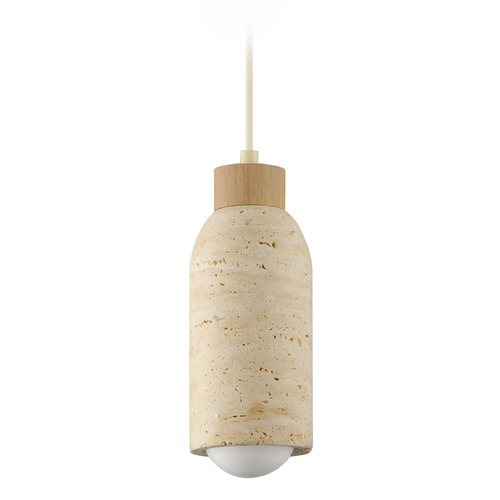 Maxim Lighting Maxim Lighting Pompeii Travertine and Oyster Mini-Pendant Light with Cylindrical Shade 90621TVOY