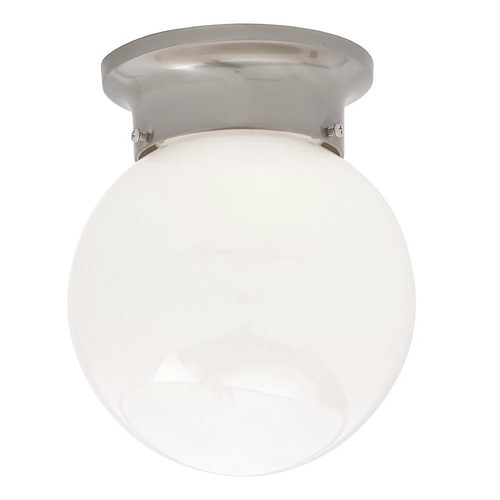 6-Inch Wide Globe Flush Mount Ceiling Light in Satin Nickel
