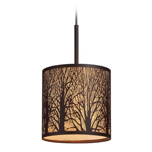 Elk Lighting Elk Lighting Woodland Sunrise Aged Bronze LED Mini-Pendant Light with Cylindrical Shade 31073/1-LED