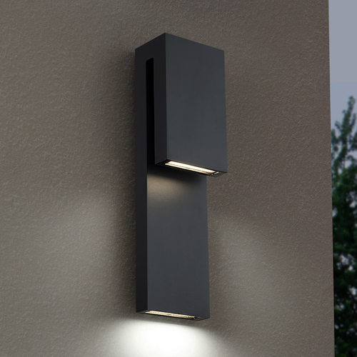 Modern Forms by WAC Lighting Double Down 18-Inch LED Outdoor Wall Light in Black by Modern Forms WS-W13718-BK