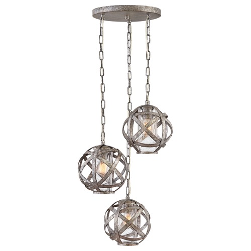 Hinkley Carson 3-Light Weathered Zinc Outdoor Hanging Light by Hinkley Lighting 29704WZ