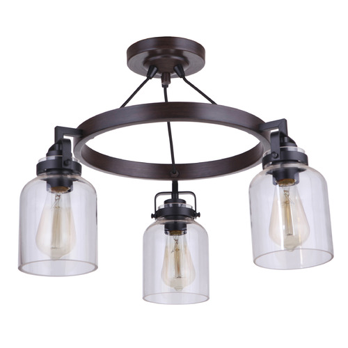 Foxwood Flat Black & Dark Teak Semi-Flush Mount by Craftmade Lighting