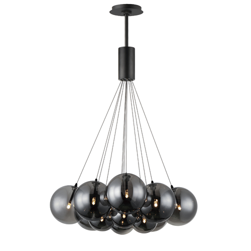 Burst 12-Light LED Cluster Pendant in Black & Smoke by ET2 Lighting