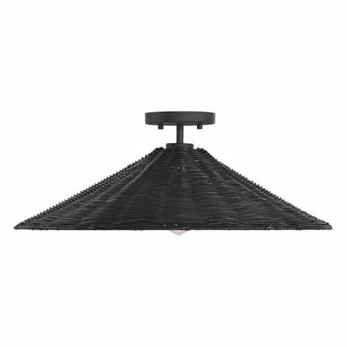 22-Inch Rattan Ceiling Light in Matte Black by Meridian