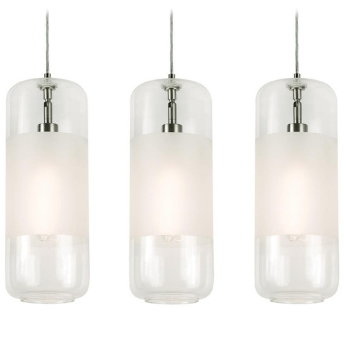 Afx Lighting Hermosa Satin Nickel Multi-Light Pendant with Cylindrical Shade