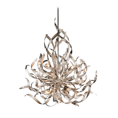 Graffiti Silver Leaf & Stainless Steel Chandelier by Corbett Lighting