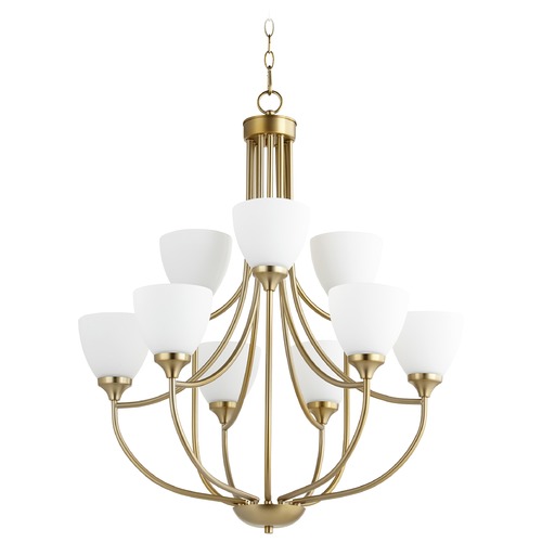 Quorum Lighting Enclave Aged Brass Chandelier by Quorum Lighting 6059-9-80