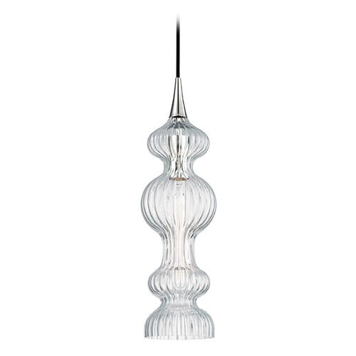 Hudson Valley Lighting Hudson Valley Lighting Pomfret Polished Nickel Pendant Light with Abstract Shade 1600-PN-CL