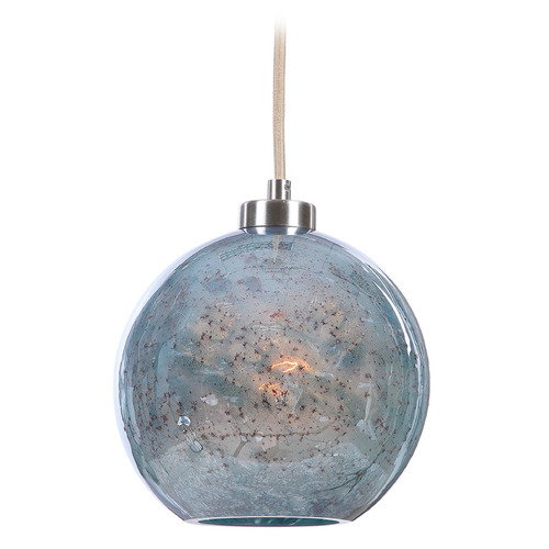 Uttermost Lighting The Uttermost Company Gemblue Brushed Nickel Mini-Pendant Light with Globe Shade 22198