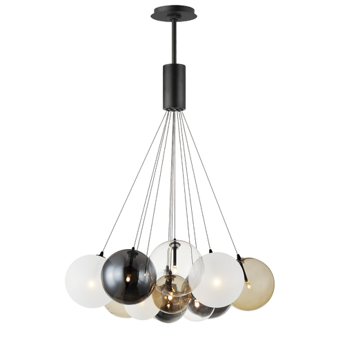 Burst 12-Light LED Cluster Pendant in Black by ET2 Lighting