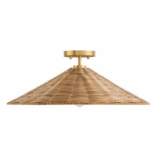 22-Inch Rattan Ceiling Light in Natural Brass by Meridian