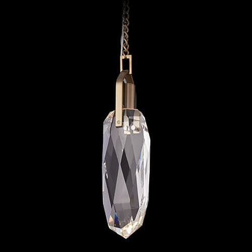 Allegri Crystal Diamante Winter Brass LED Mini-Pendant Light with Oval Shade