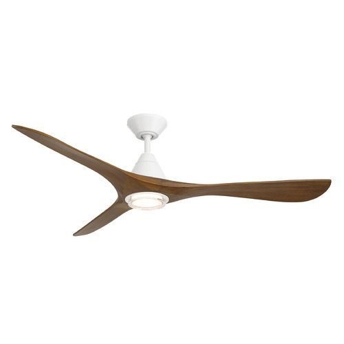 Modern Forms by WAC Lighting Modern Forms Carve Matte White & Distressed Koa LED Ceiling Fan with Light FR-D2504-60L-MW/DK