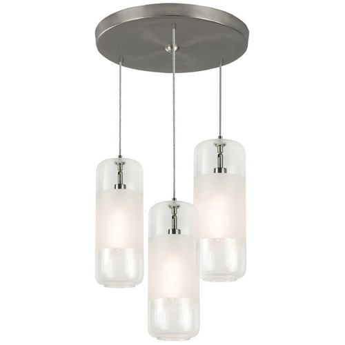 Afx Lighting Hermosa Satin Nickel Multi-Light Pendant with Cylindrical Shade