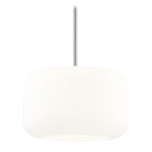 Fest Satin Nickel Pendant Light with Satin White Drum Glass
