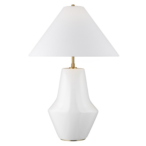Visual Comfort Studio Collection Kelly Wearstler Contour White & Brass LED Table Lamp by Visual Comfort Studio KT1221ARC1