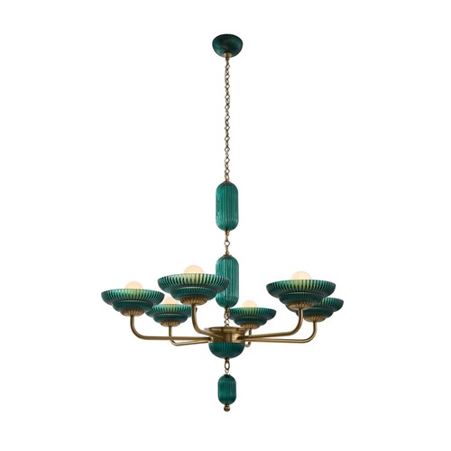 Verde 6-Light Chandelier in Satin Brass by Kalco Lighting