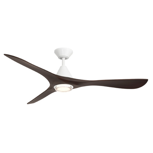 Modern Forms Carve Matte White & Dark Walnut LED Ceiling Fan with Light