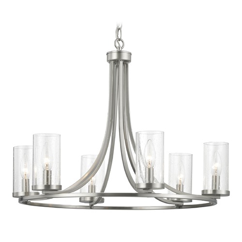 Design Classics Lighting Seeded Glass Chandelier Satin Nickel 6-Lt 1850-09/CS